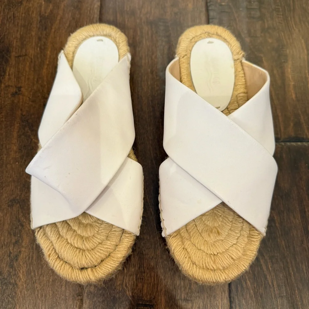 Soludos Criss Cross Platform Espadrilles Sandals White size 7